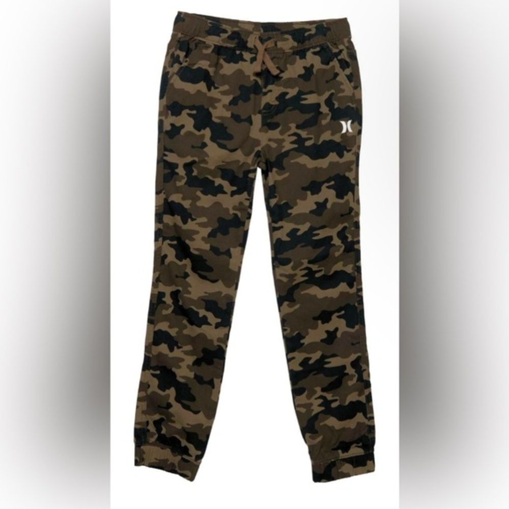 Hurley Boy's Performance Active Wear Warm Cotton Twill Jogger (Green Camo, L)